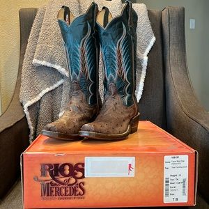 New in Box - Women’s Rios of Mercedes Full Quill Ostrich Boots 7B